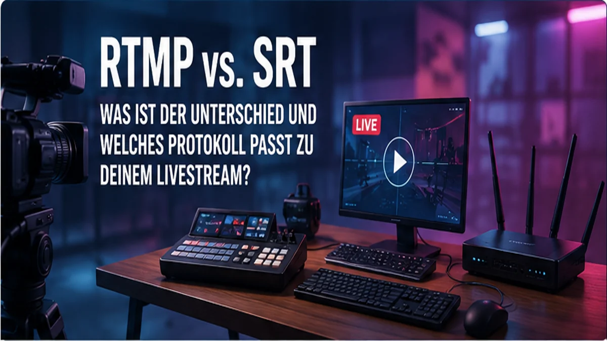 Streaming-Arbeitsplatz als Illustration für den Vergleich von RTMP und SRT